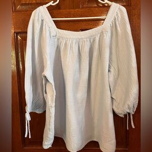 LC Lauren Conrad XXL Light Blue Gauze Square Neck Pullover